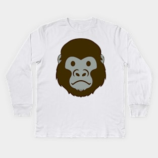 Gorilla Ape Face Emoticon Kids Long Sleeve T-Shirt
